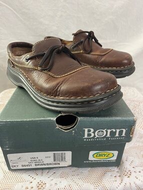 Born Brown Leather slip on mules 6M